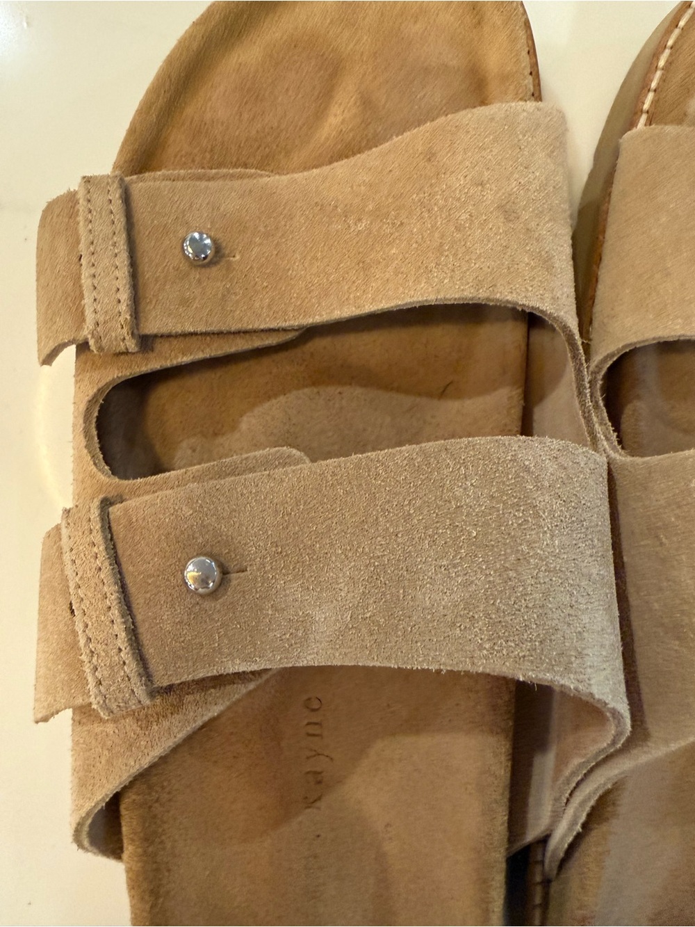 Jenni Kayne Suede Hutton Slides - Double-Strap Sandals - Tan - size 39 (8.5) - Picture 3 of 6